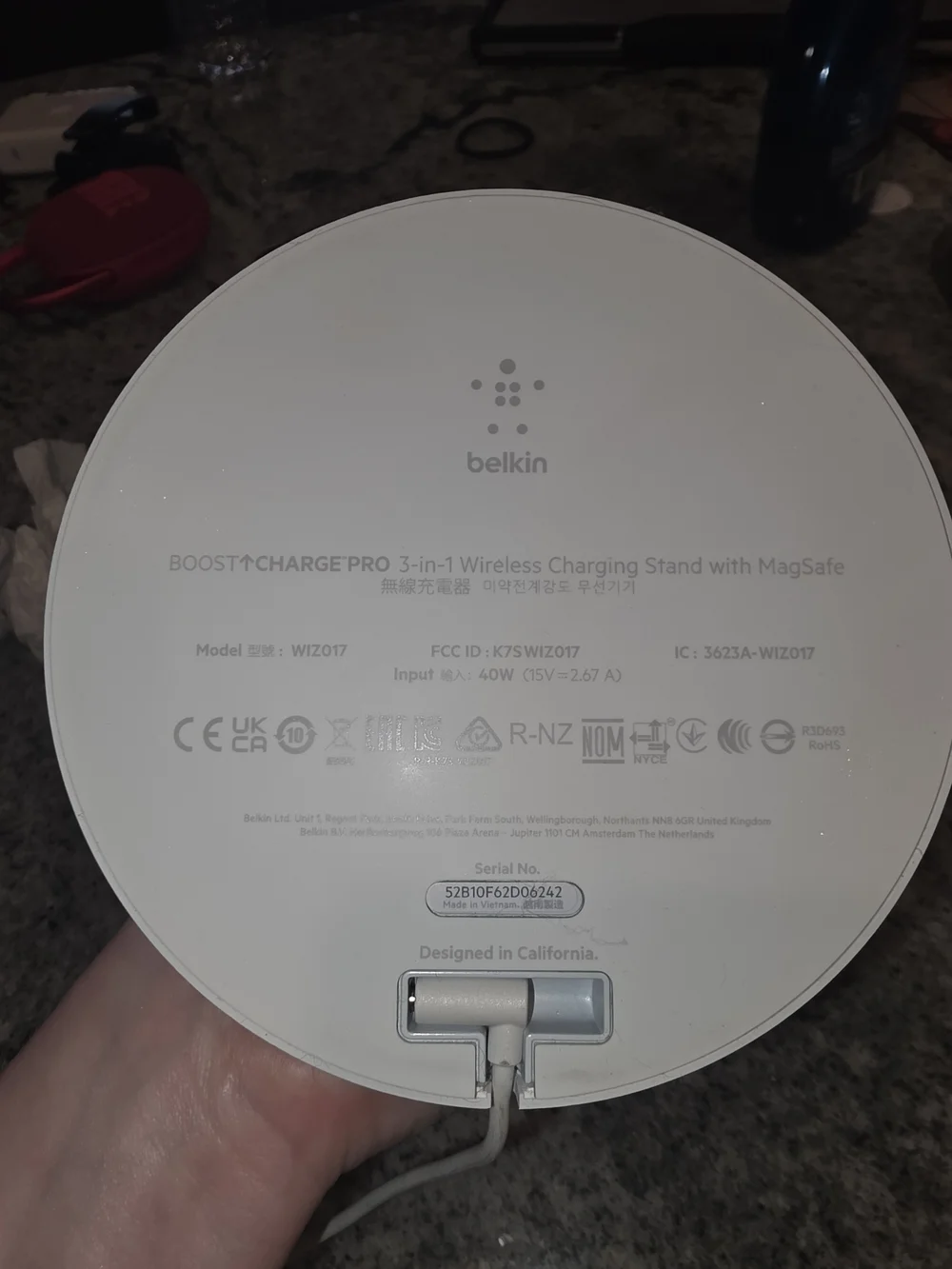 belkin White 3-in-1 Wireless Charging Stand (MagSafe Compatible) - Picture 2 of 2